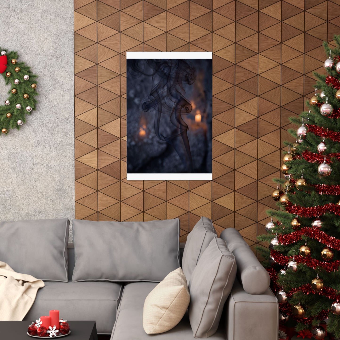 Bold Incense Smoke Wall Art Print - Shadow Zen Dark Japandi