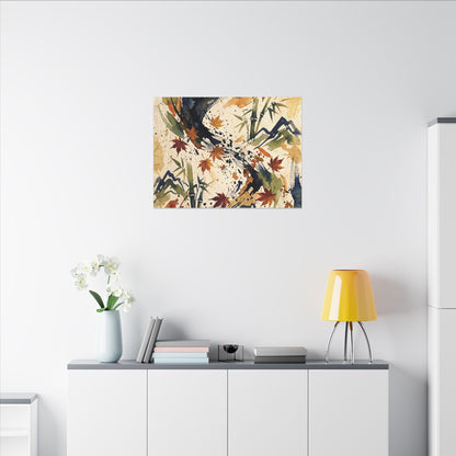 Golden Hour Ink Brushstroke Canvas Art - Zen Shibui