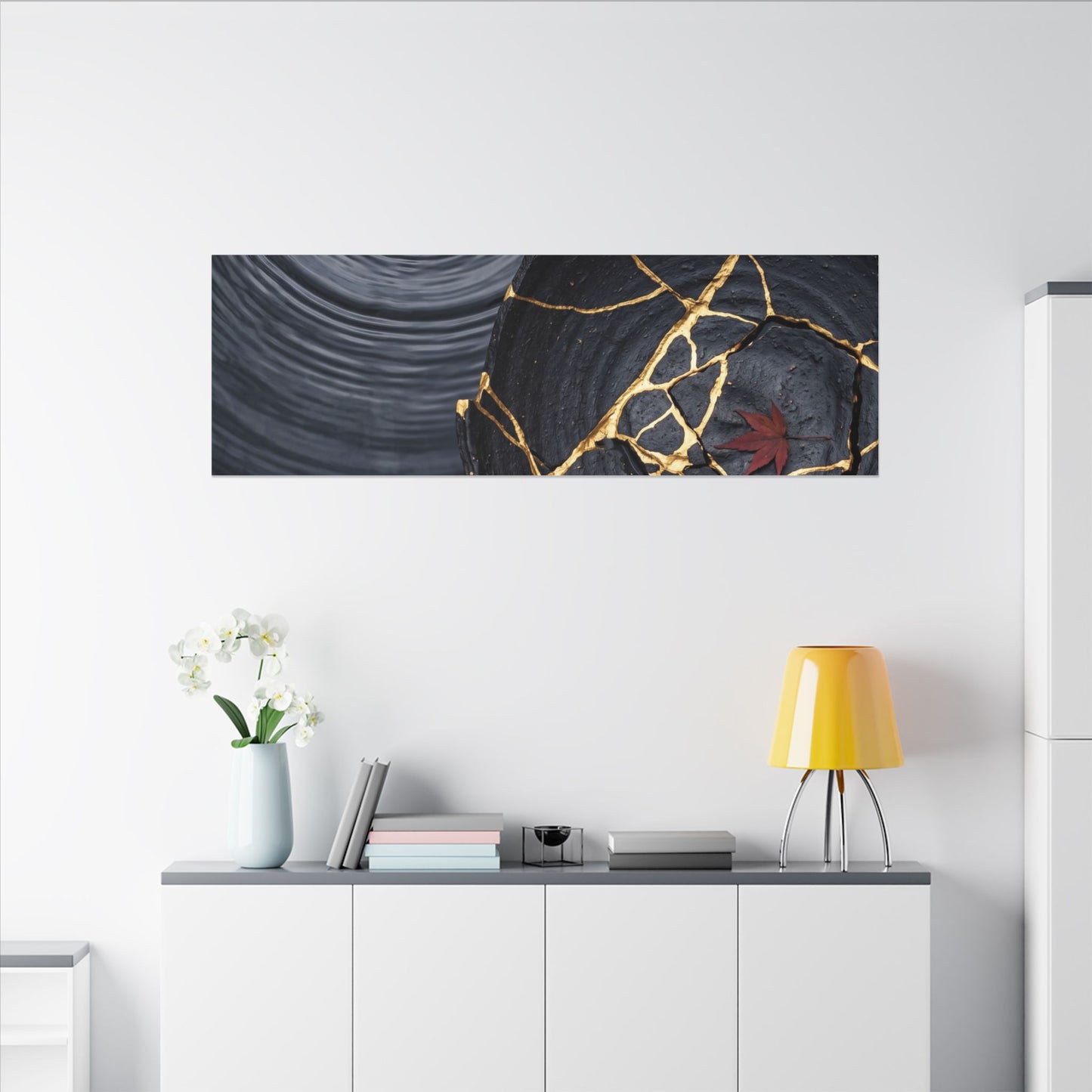 Philosophical Water Ripple Canvas Art - Gold Repair Kintsugi