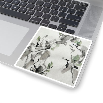 Spring Ink Brushstroke Sumi E Sticker | Tranquil Decor Art Print