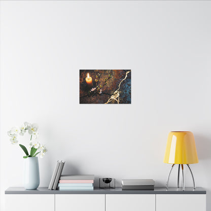 Kintsugi Rust Patina in Candlelight | Gold Repair Canvas Art