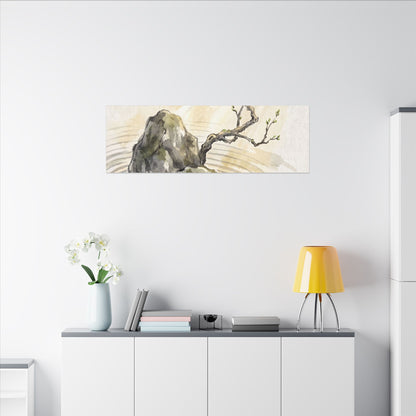 Serene Rock Garden Canvas Art - Sumi E Zen