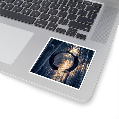 Zen Bamboo Grove in Golden Hour | Enso Sticker Art Print