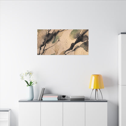 Japandi Shadow Play in Golden Hour | Watercolor Canvas Art
