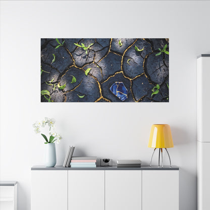 Cracked Earth Canvas Art | Spring Dark Japandi Moody Minimal Art