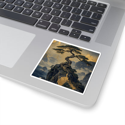 Beautiful Pine Tree Sticker - Crackle Gold Kintsugi