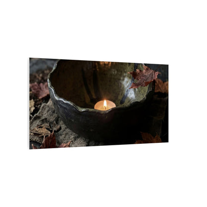 Candlelight Ceramic Bowl Canvas Art - Dark Japandi Kanso