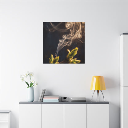 Incense Smoke Spring Canvas Art | Dark Japandi Atmospheric Design