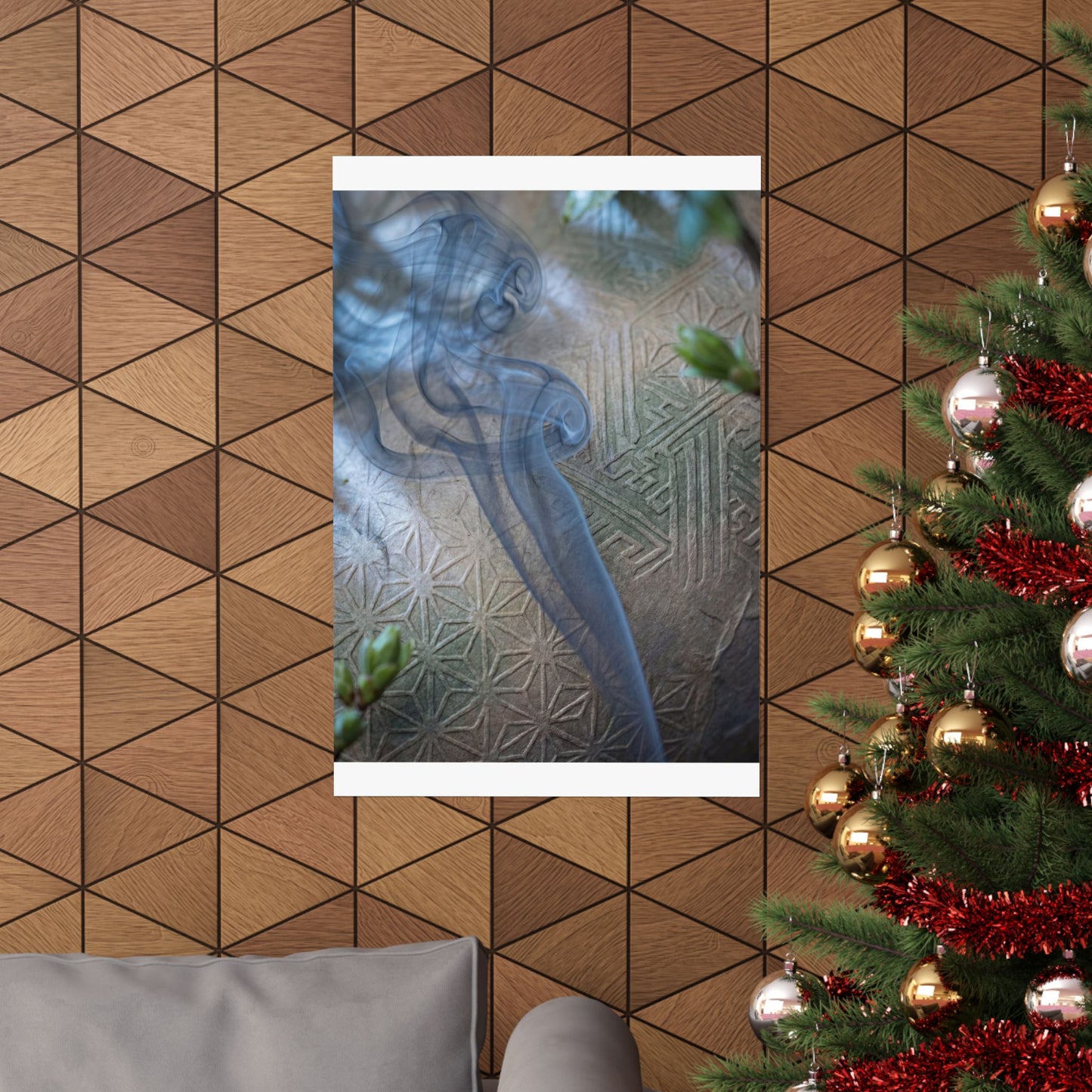 Kanso Incense Smoke Wall Art Print - Japandi Japanese Pattern