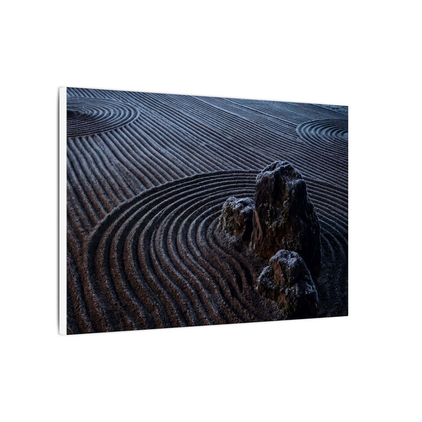 Moonlight Rock Garden Canvas Art - Dark Japandi Seijaku