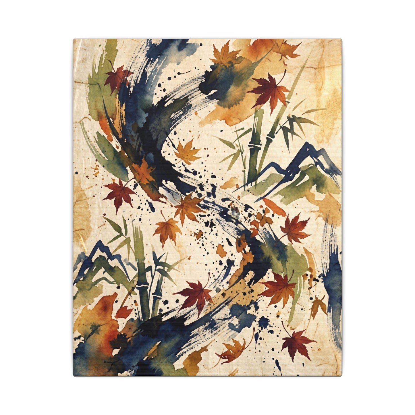 Golden Hour Ink Brushstroke Canvas Art - Zen Shibui