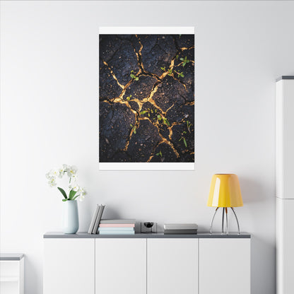 Spring Cracked Earth Crackle Gold Canvas Art | Healing Decor