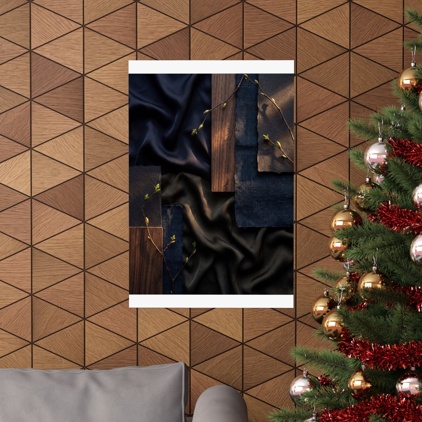 Silk Drape Wall Art Print | Spring Dark Japandi Dark Texture Art