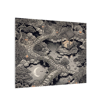 Moonlit Garden Ukiyo E Inspired Canvas Art | Serene Zen Art