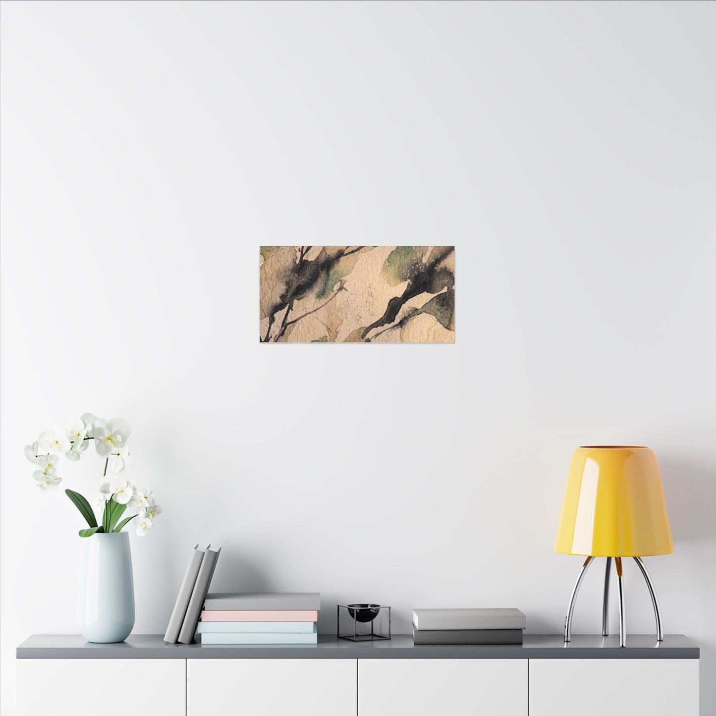 Japandi Shadow Play in Golden Hour | Watercolor Canvas Art