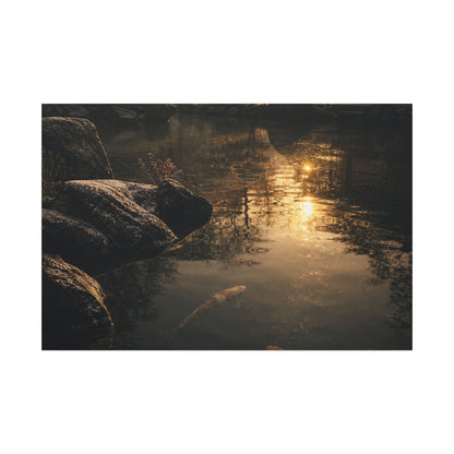Winter Koi Pond Shadow Zen Canvas Art | Bold Decor