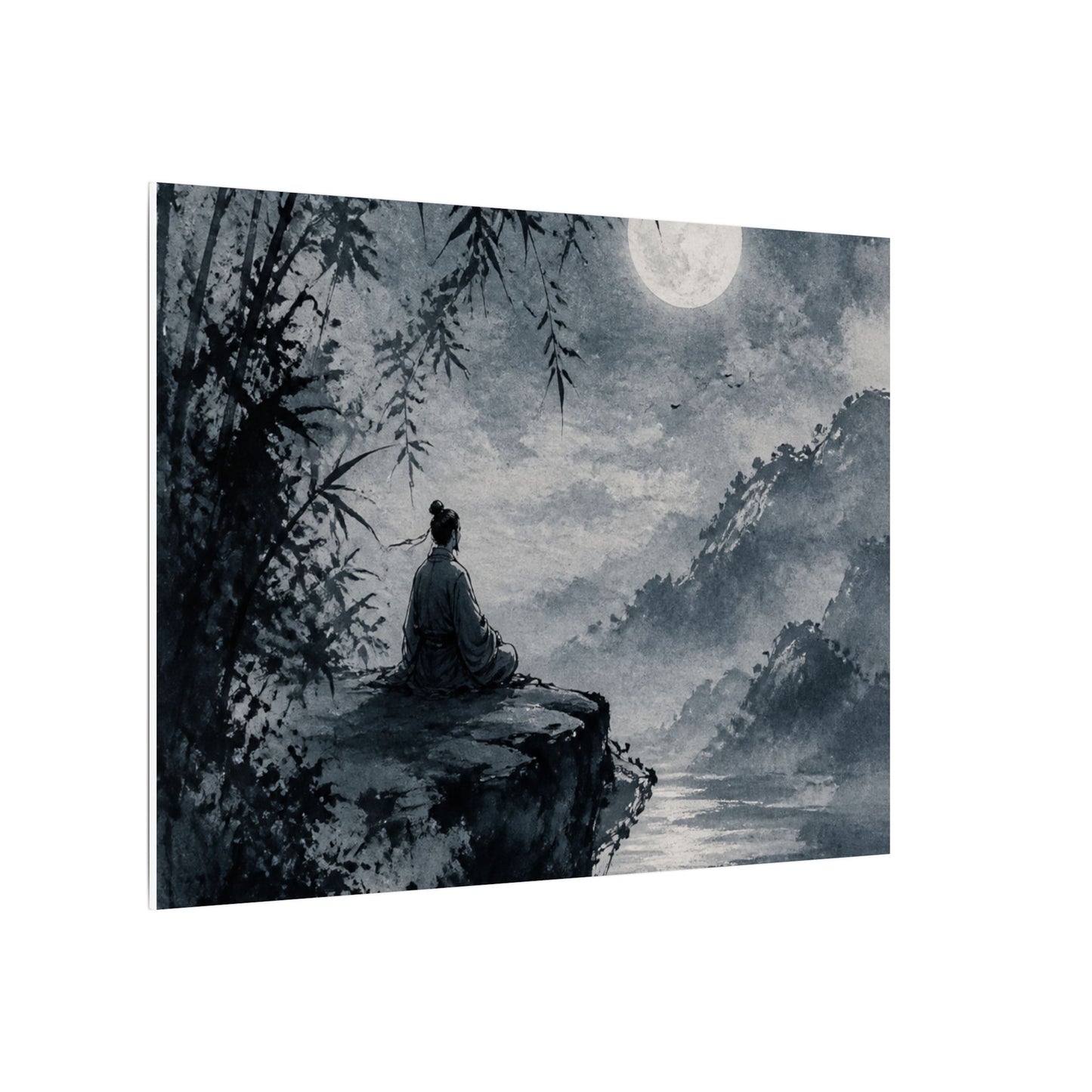 Ink Brushstroke Sumi E Canvas Art | Serene Zen Art