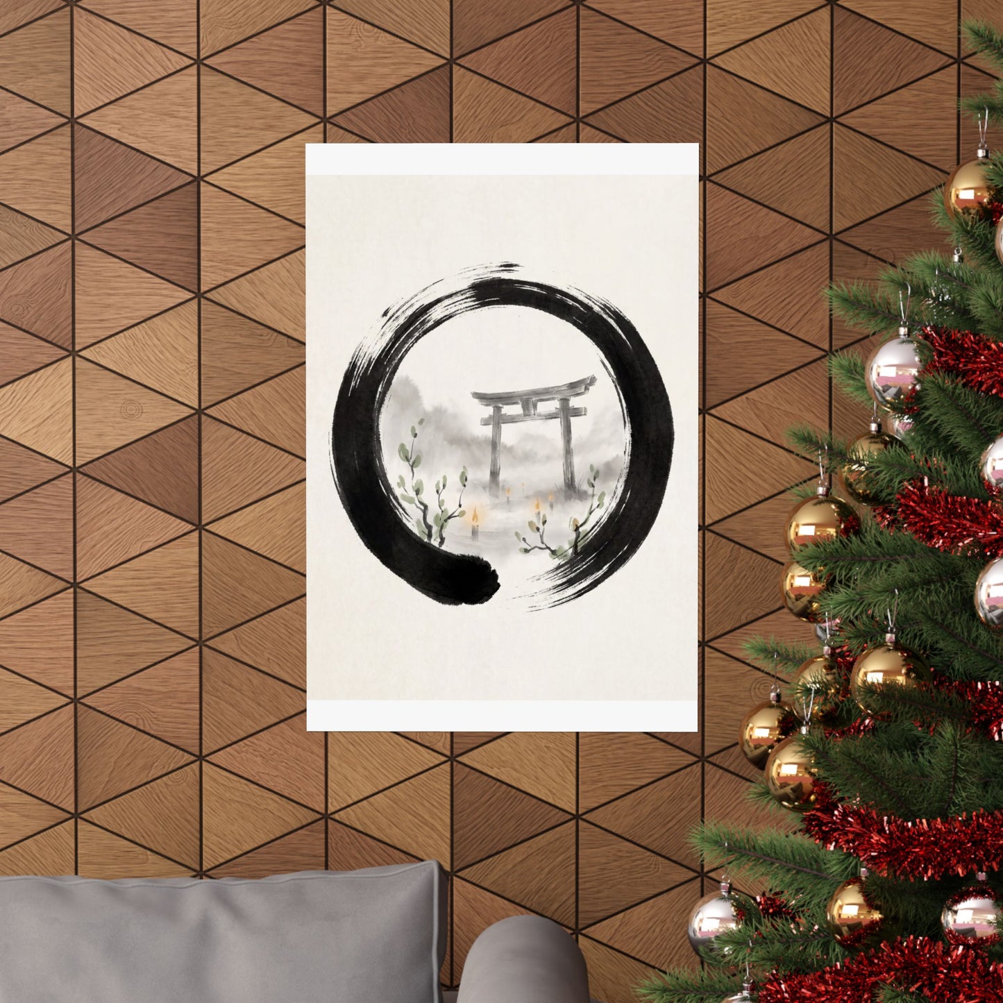 Spring Torii Gate Enso Wall Art Print | Calm Decor