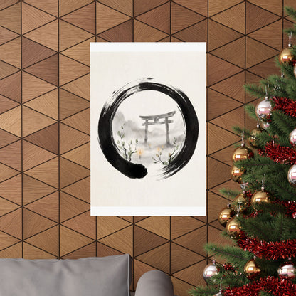 Spring Torii Gate Enso Wall Art Print | Calm Decor