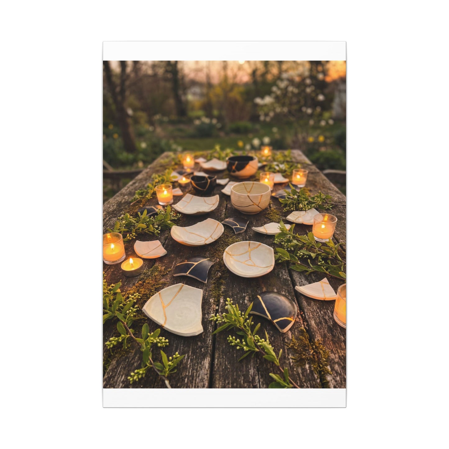 Broken Pottery Spring Canvas Art | Kintsugi Beautiful Design