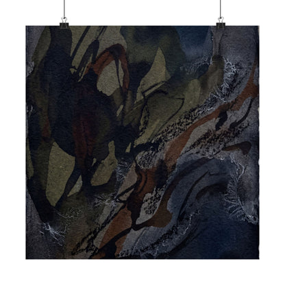 Dark Japandi Shadow Play in Overcast | Charcoal Ink Wall Art Print