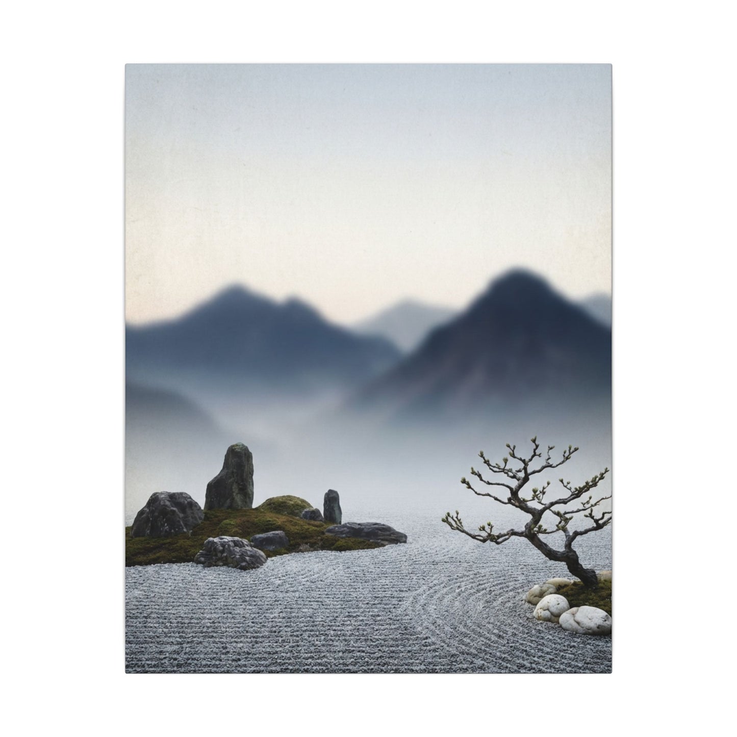 Mountain Mist Karesansui Canvas Art | Contemplative Zen Art