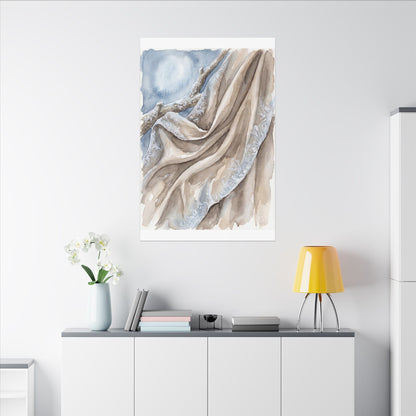 Silk Drape Winter Canvas Art | Japandi Cozy Design