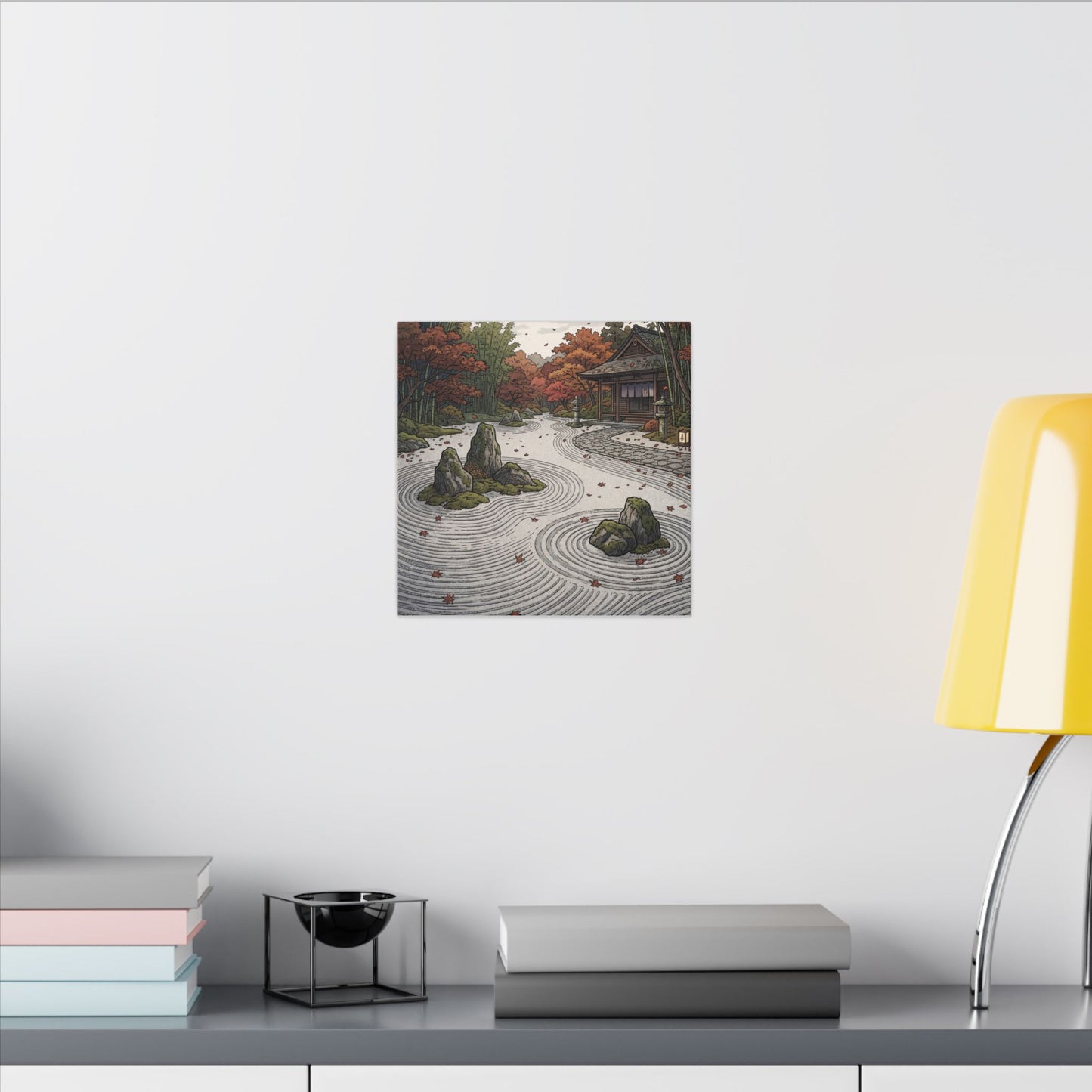 Autumn Rock Garden Ukiyo E Inspired Canvas Art | Peaceful Decor