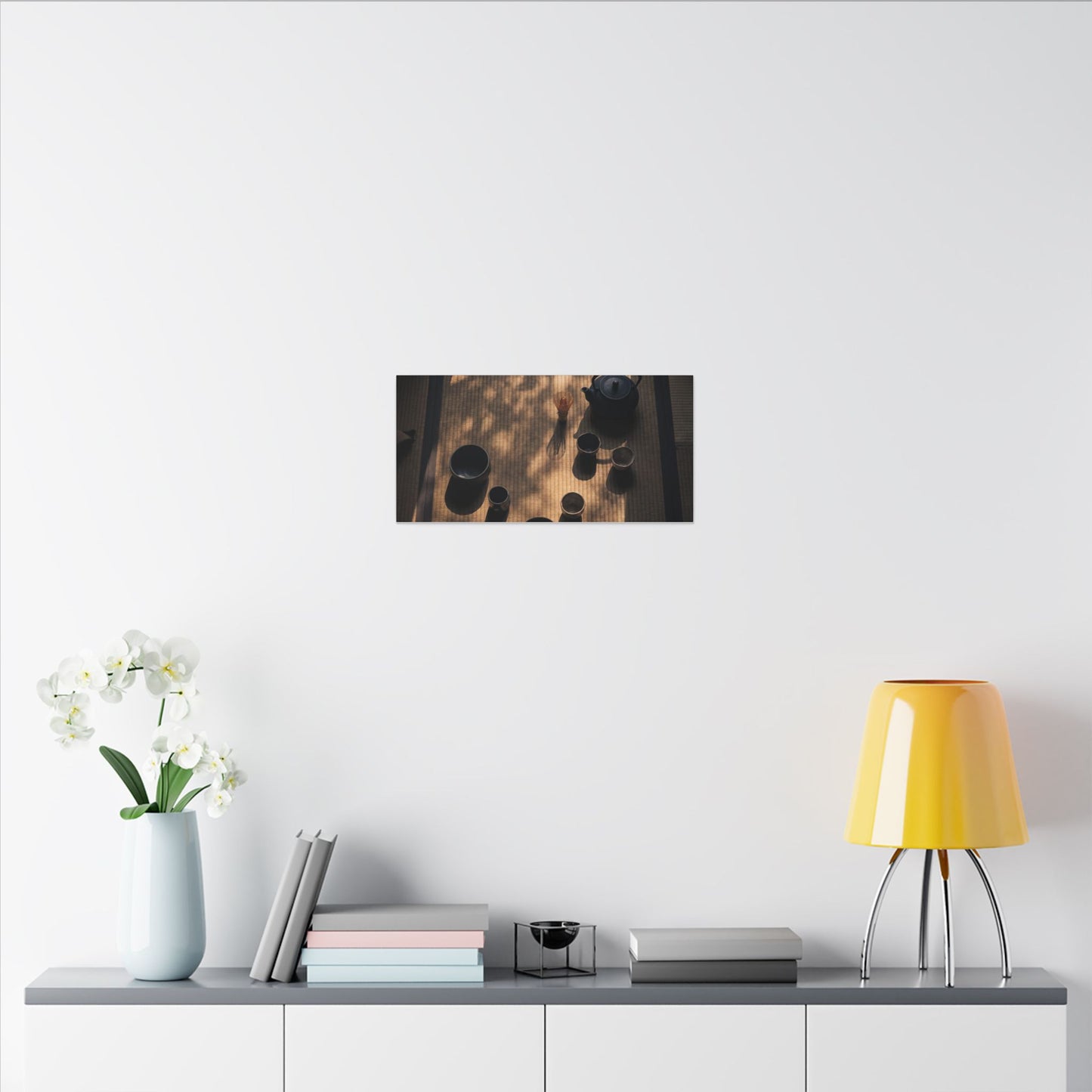 Shibui Tea Ceremony Canvas Art - Dark Japandi Shadow Zen