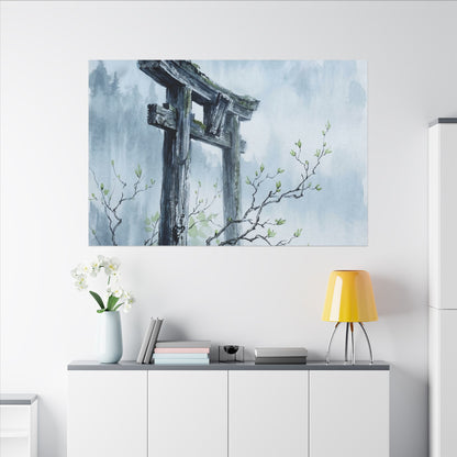 Torii Gate Canvas Art | Spring Zen Sumi E Art
