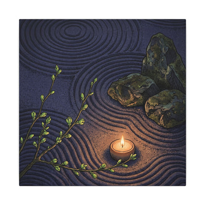Mono No Aware Rock Garden Canvas Art - Zen Ukiyo E Inspired