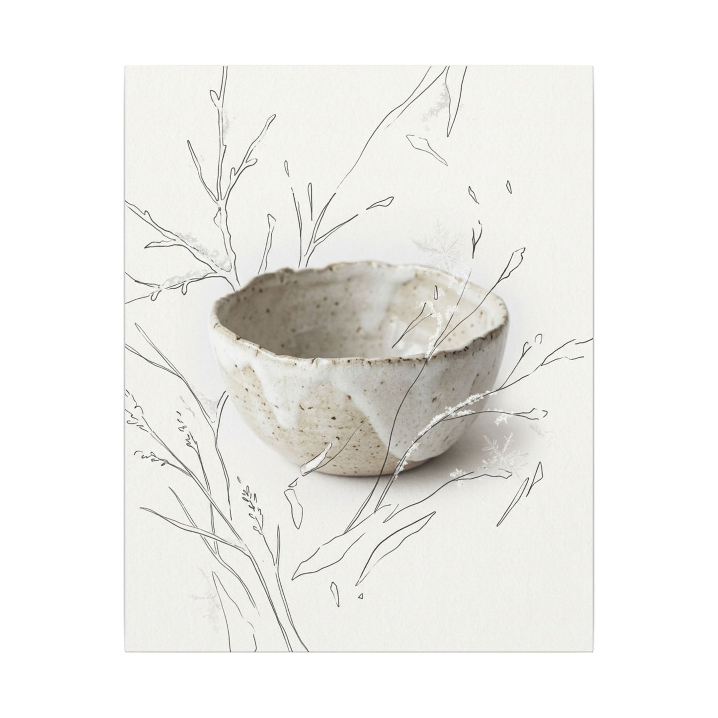 Neutral Ceramic Bowl Canvas Art - Minimal Line Japandi