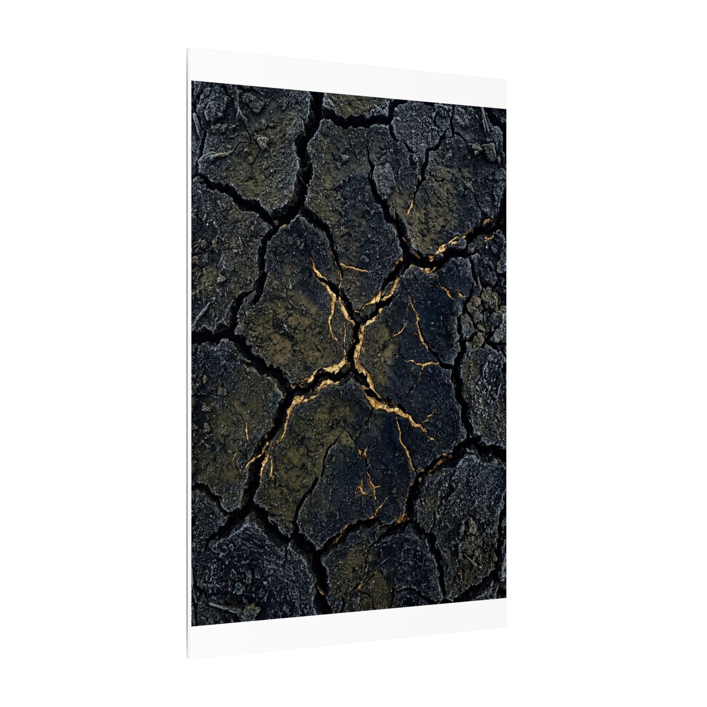 Overcast Cracked Earth Canvas Art - Dark Japandi Ma