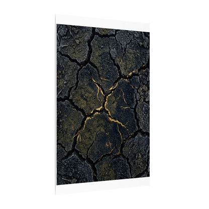 Overcast Cracked Earth Canvas Art - Dark Japandi Ma