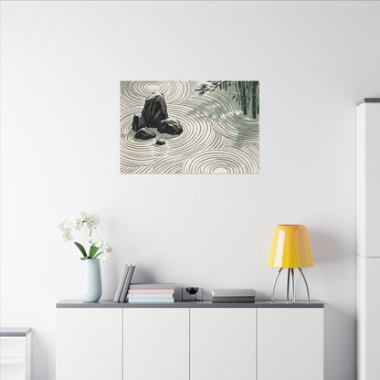 Shibui Rock Garden Canvas Art - Zen Ukiyo E Inspired