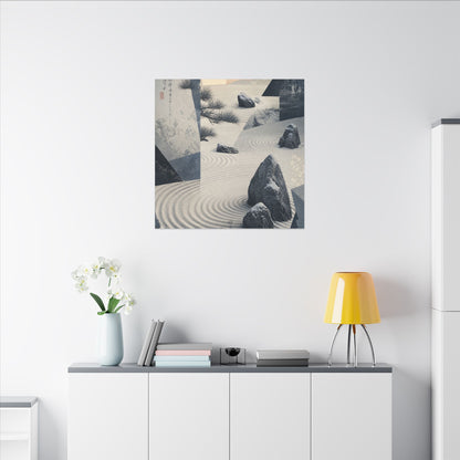 Seijaku Rock Garden Canvas Art - Zen Ukiyo E Inspired