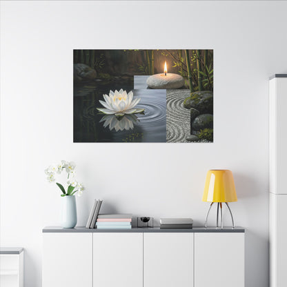Candlelight Lotus Flower Canvas Art - Zen Kanso