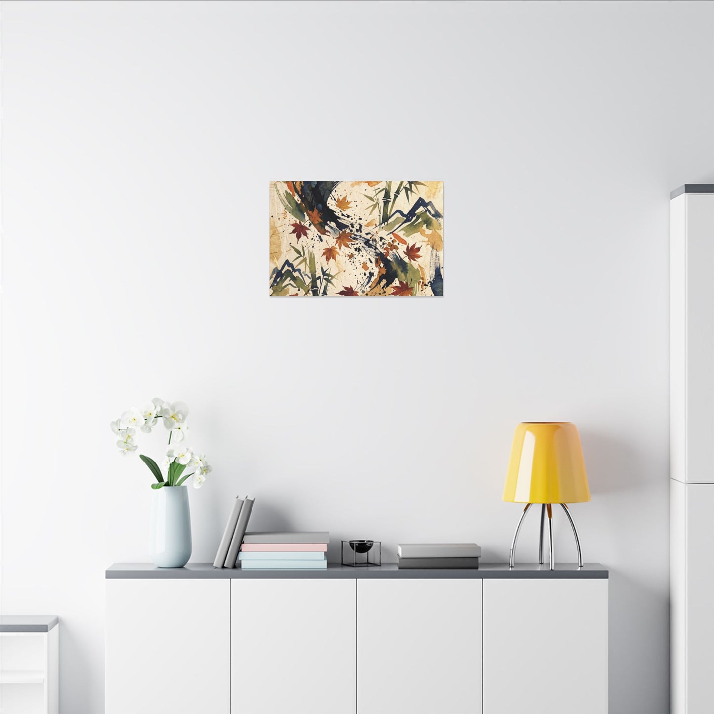 Golden Hour Ink Brushstroke Canvas Art - Zen Shibui