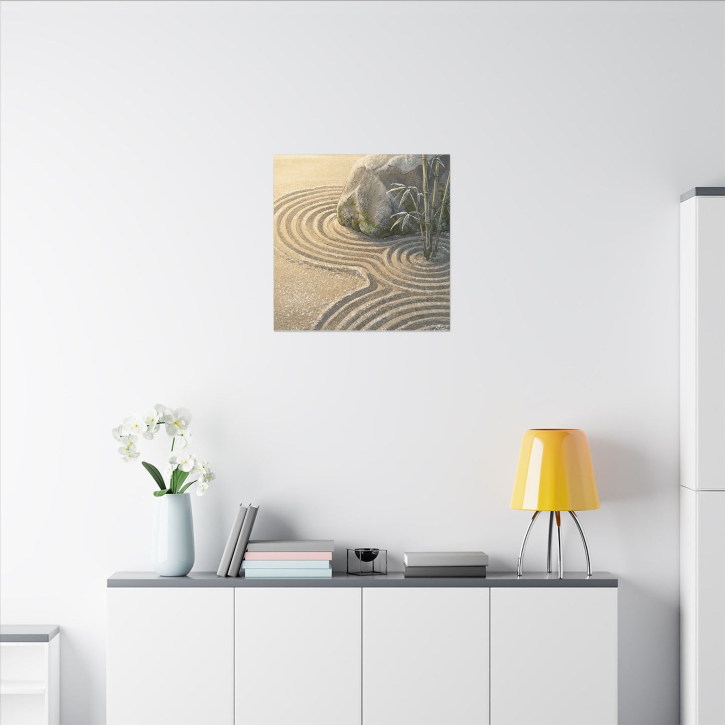 Rock Garden Winter Canvas Art | Zen Peaceful Design