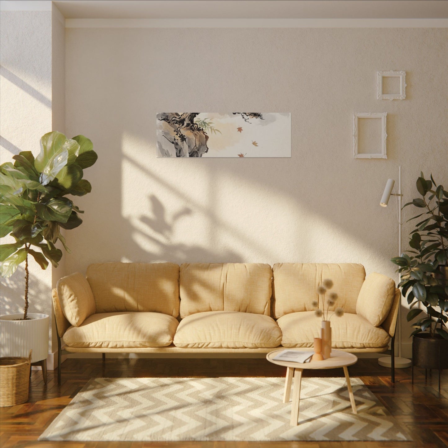 Peaceful Pine Tree Canvas Art - Sumi E Zen