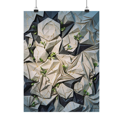 Paper Fold Gold Vein Wall Art Print | Resilient Kintsugi Art Art Print