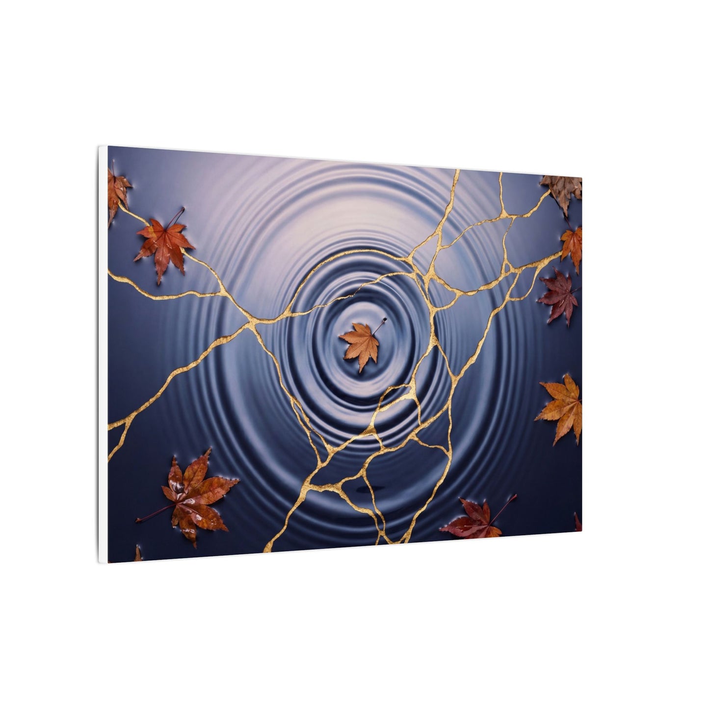 Kintsugi Water Ripple in Dawn | Gold Vein Canvas Art