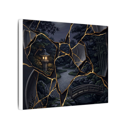 Kintsugi Moonlit Garden in Golden Hour | Gold Repair Canvas Art