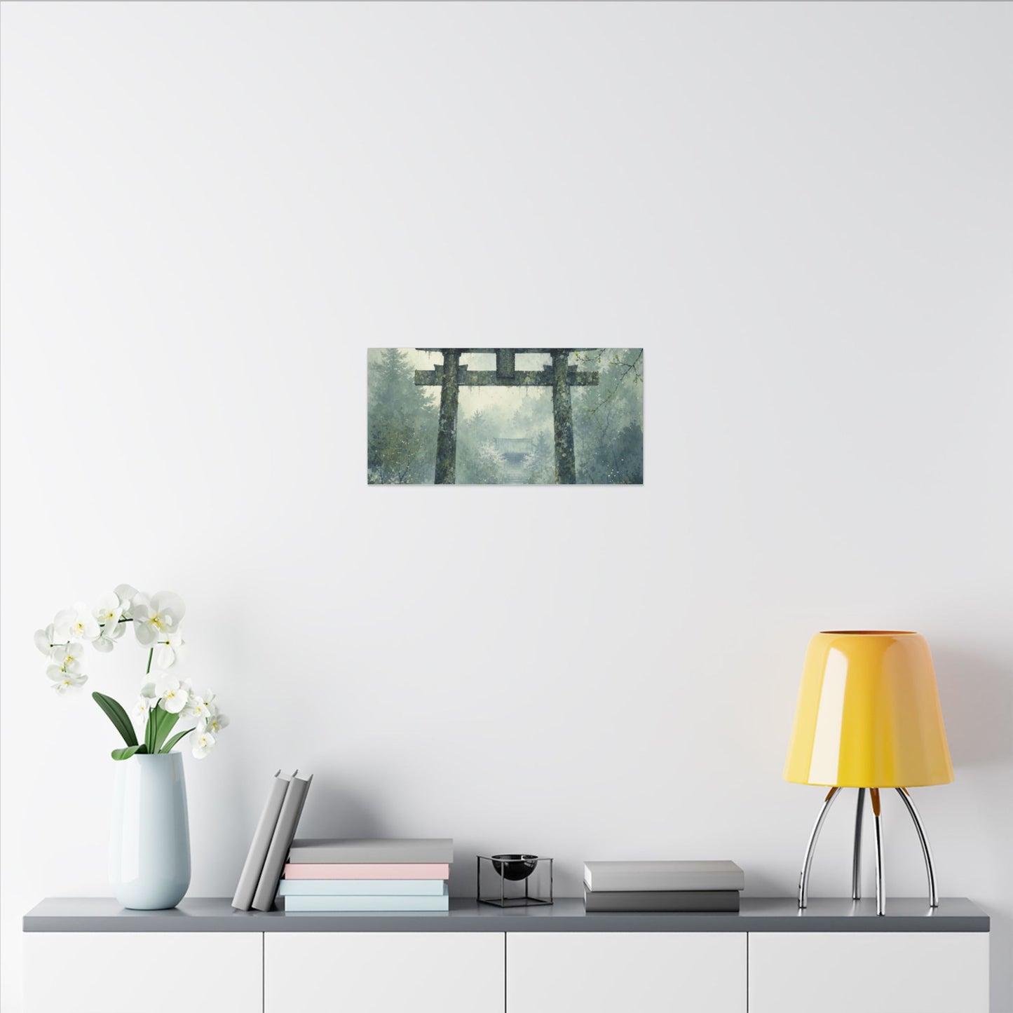 Earthy Torii Gate Canvas Art - Watercolor Japandi