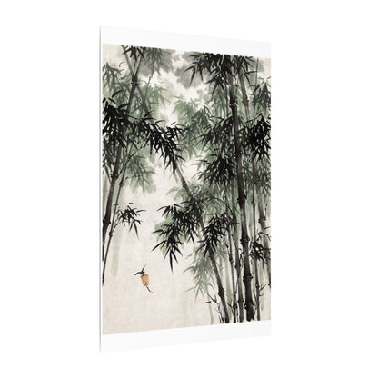 Zen Bamboo Grove in Overcast | Sumi E Canvas Art