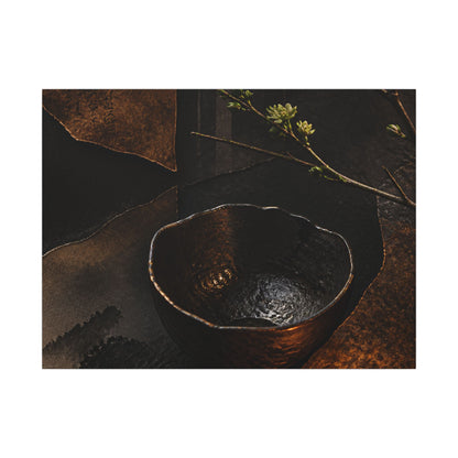 Atmospheric Ceramic Bowl Canvas Art - Shadow Zen Dark Japandi