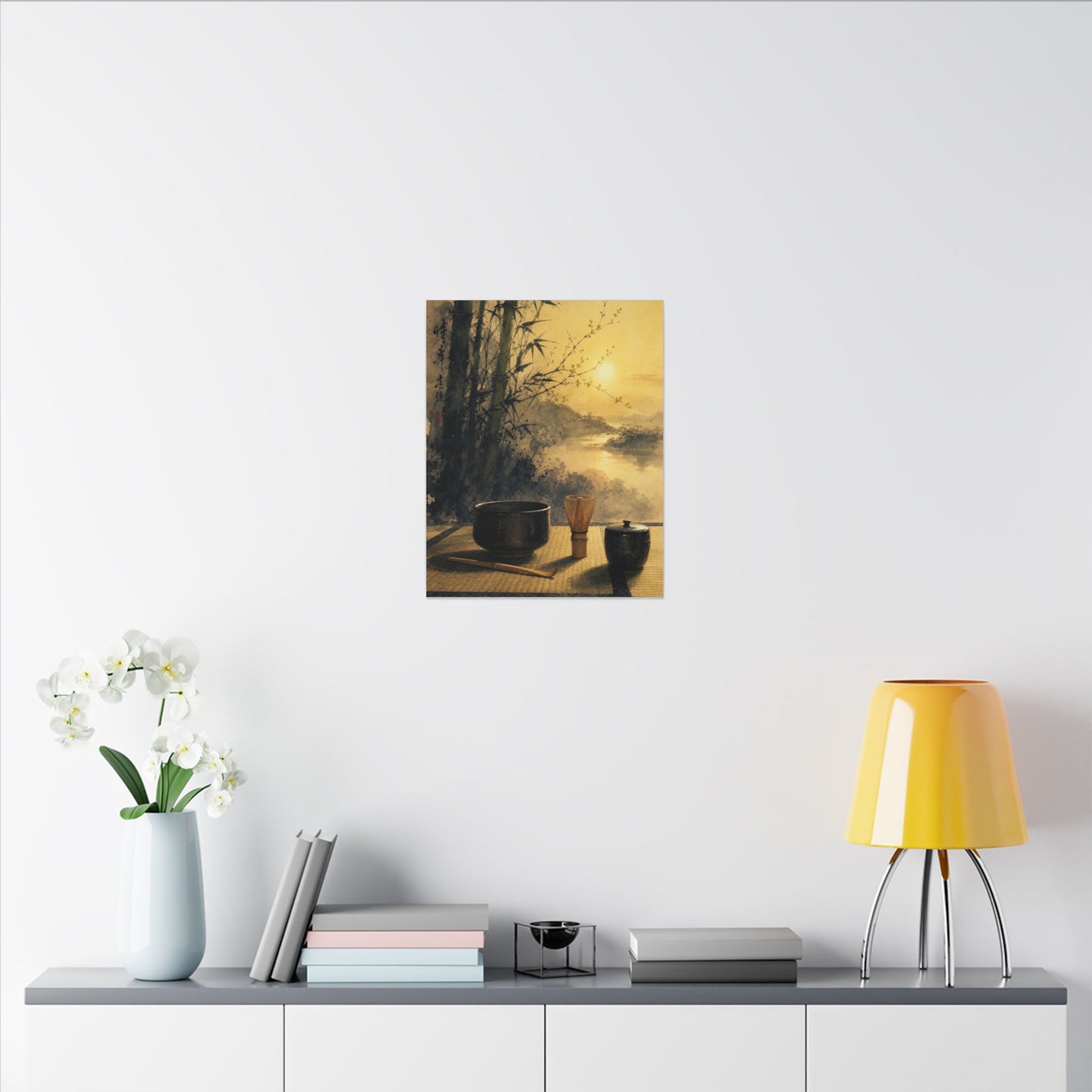Tea Ceremony Sumi E Canvas Art | Contemplative Zen Art