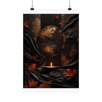 Kanso Silk Drape Wall Art Print - Dark Japandi Dark Texture