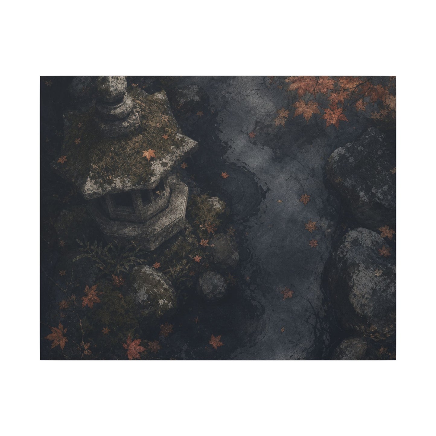 Stone Lantern Canvas Art | Autumn Japandi Texture Art