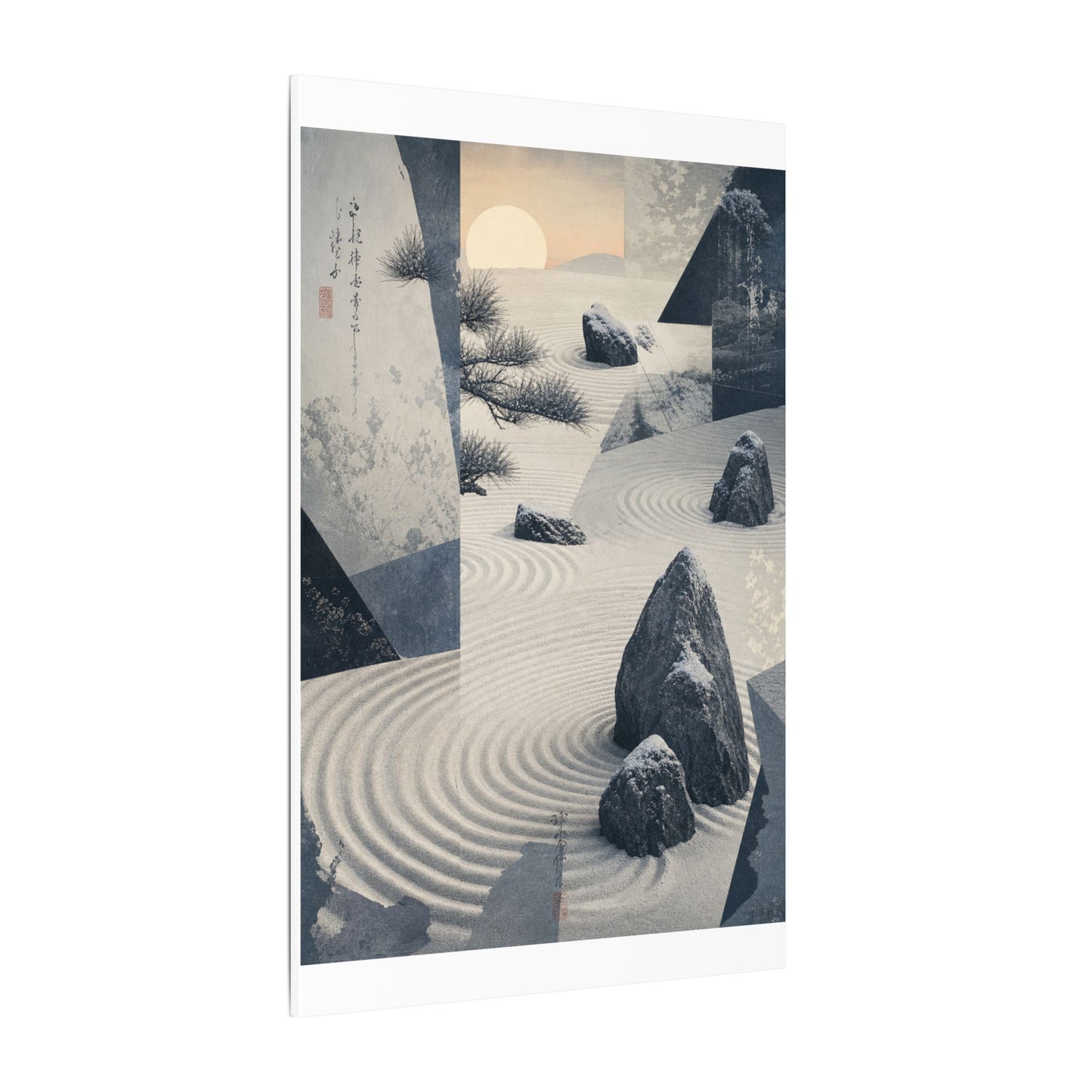 Seijaku Rock Garden Canvas Art - Zen Ukiyo E Inspired